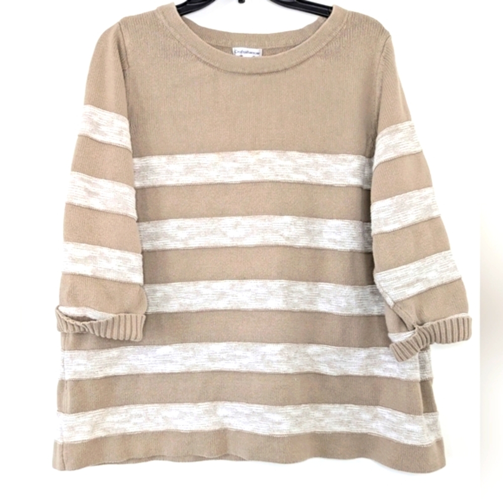 Croft & Barrow 2XL Tan Stripped Sweater